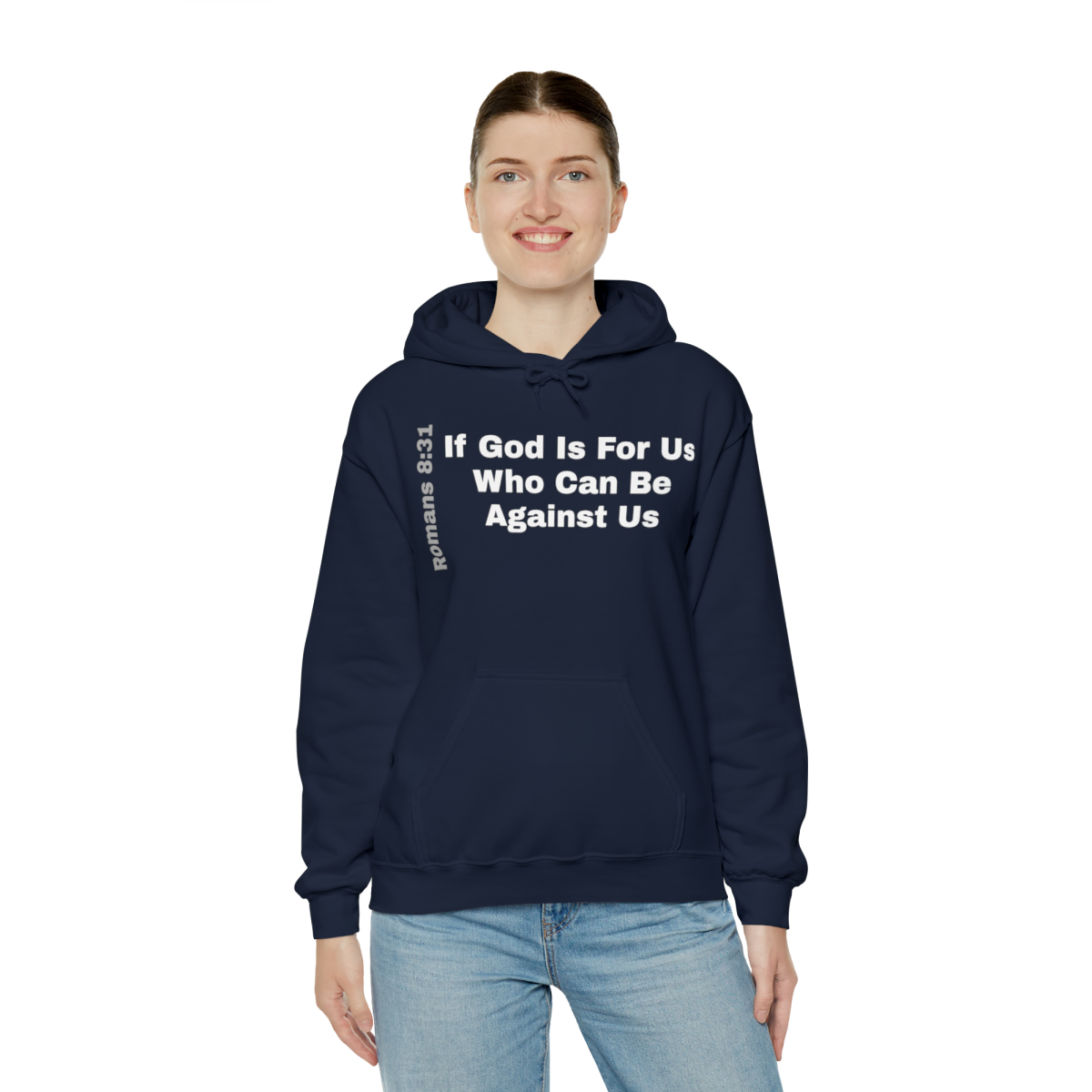 Hooded Sweatshirt With A Message - If God Is For Us - Image 7