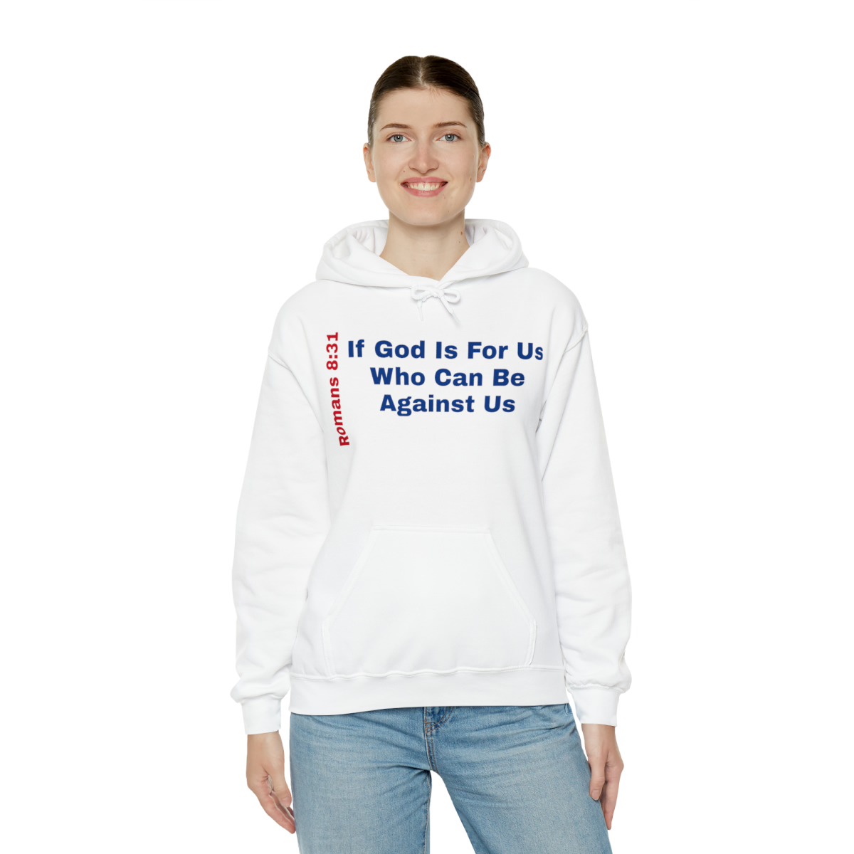 Hooded Sweatshirt With A Message - If God Is For Us - Image 16